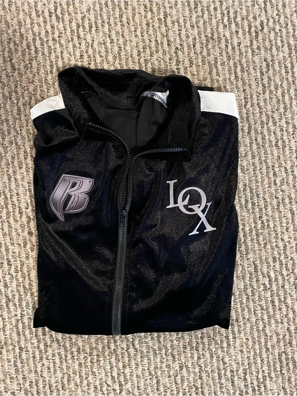 Black and White LOX Ruff Ryders light velour Jacket & Pants Set size Medium new - Picture 2 of 11